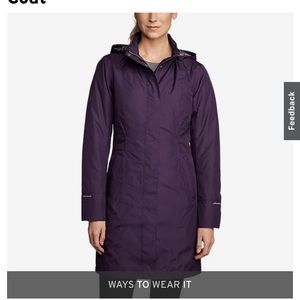 Eddie Bauer Girl on the Go Insulated Trench Coat Purple Convertible $229